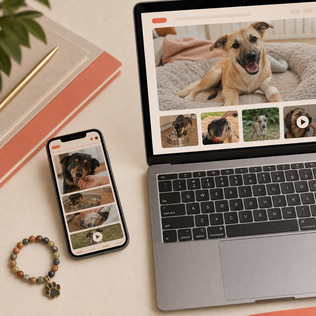 Paw Pledge member photo and video updates on phone and laptop